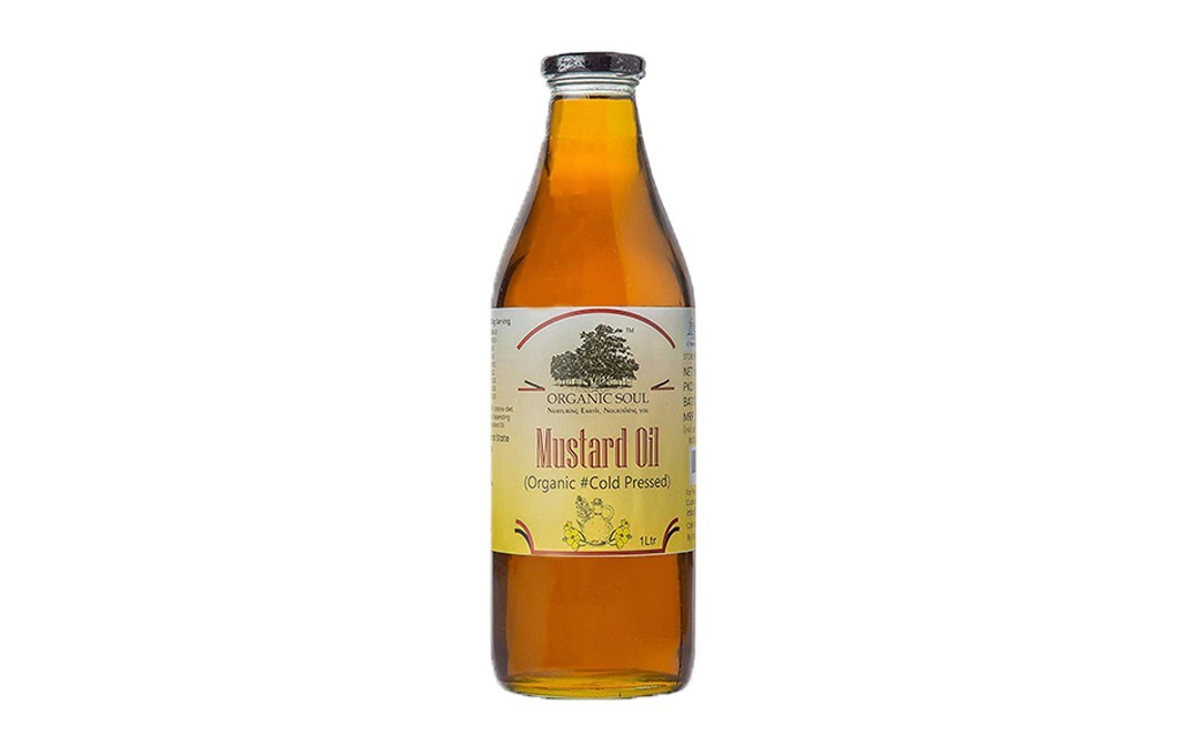 Organic Soul Mustard Oil Organic Cold Pressed   Glass Bottle  1 litre